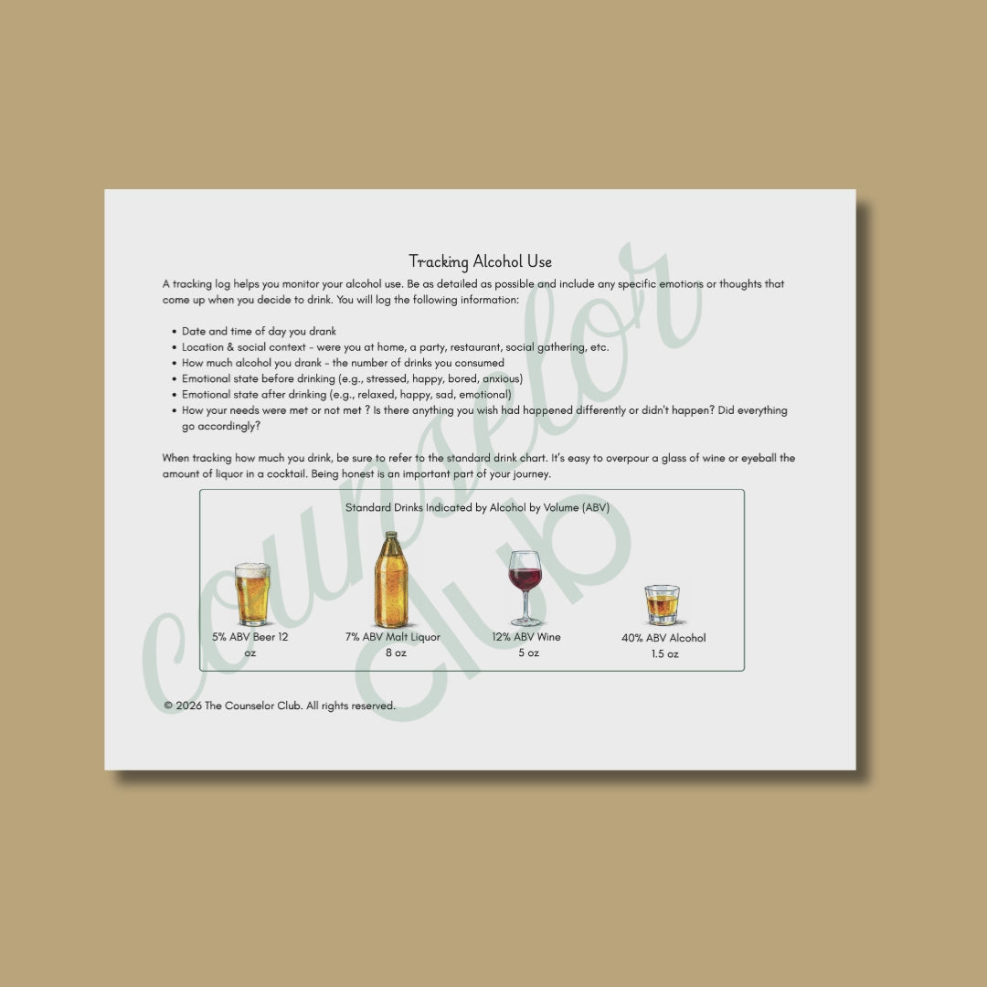 Alcohol Tracking Log